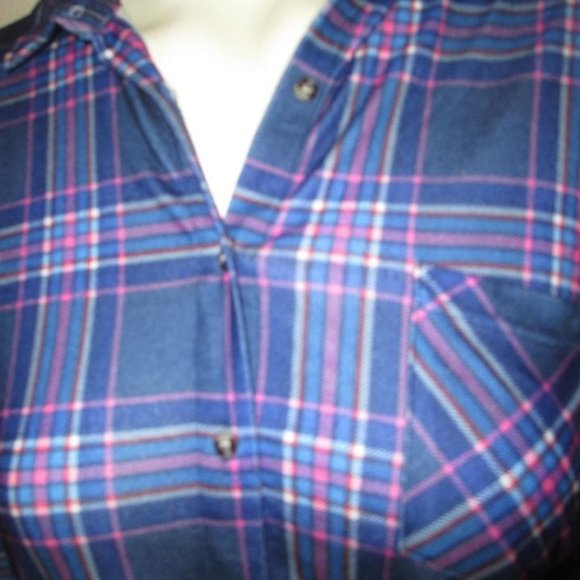 NEW XL Size Flannel womens top, warm, new, stretchy blue - Picture 2 of 3